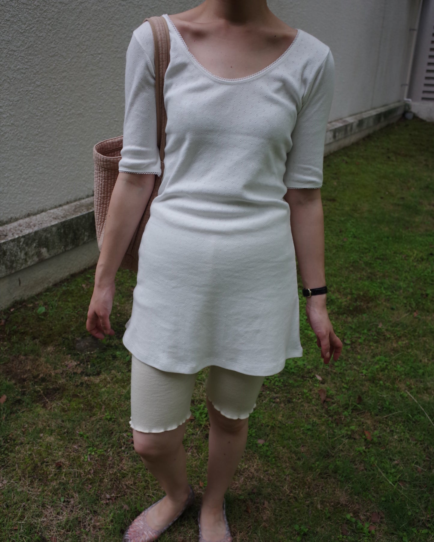 Eyelet Cotton Dress / White