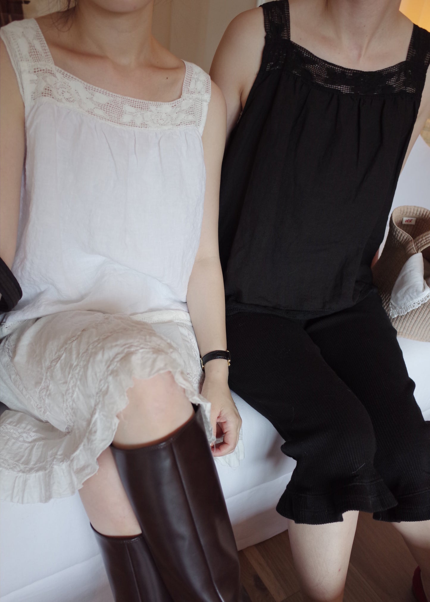 Lace Linen Camisole / White