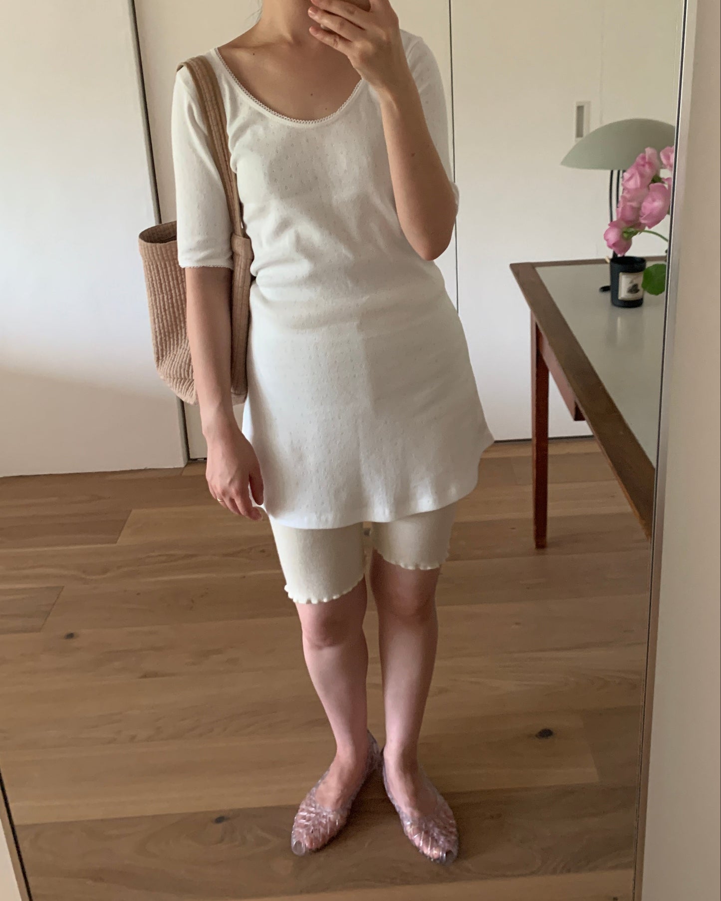 Eyelet Cotton Dress / White