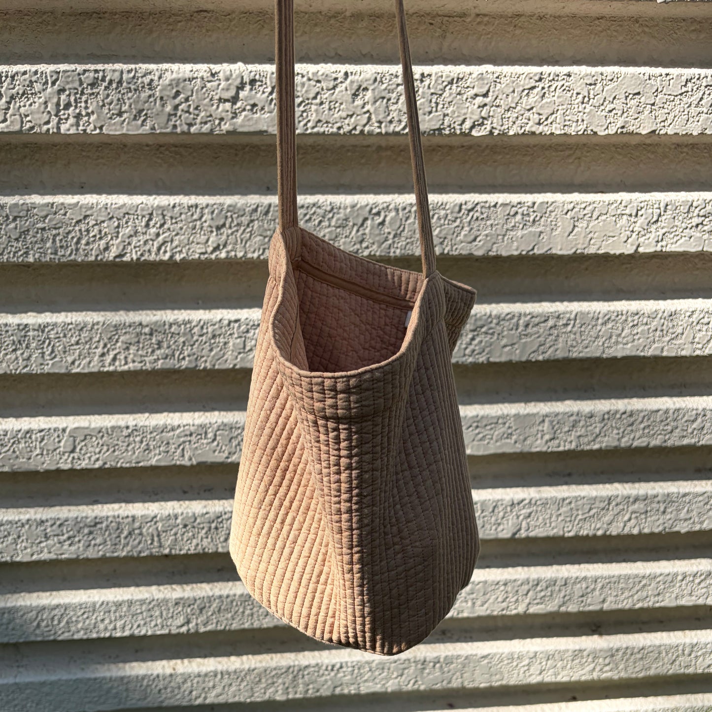 Quilt Basket Bag / Pink Beige