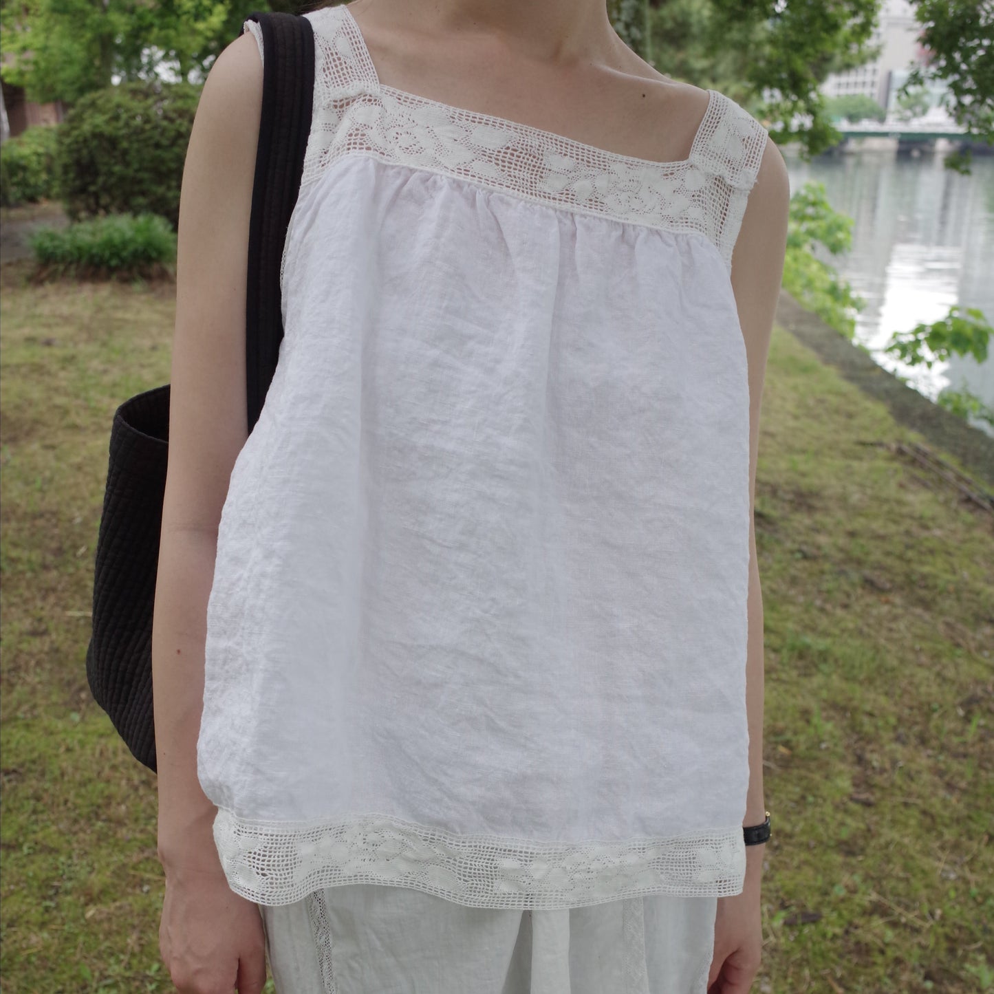 Lace Linen Camisole / White