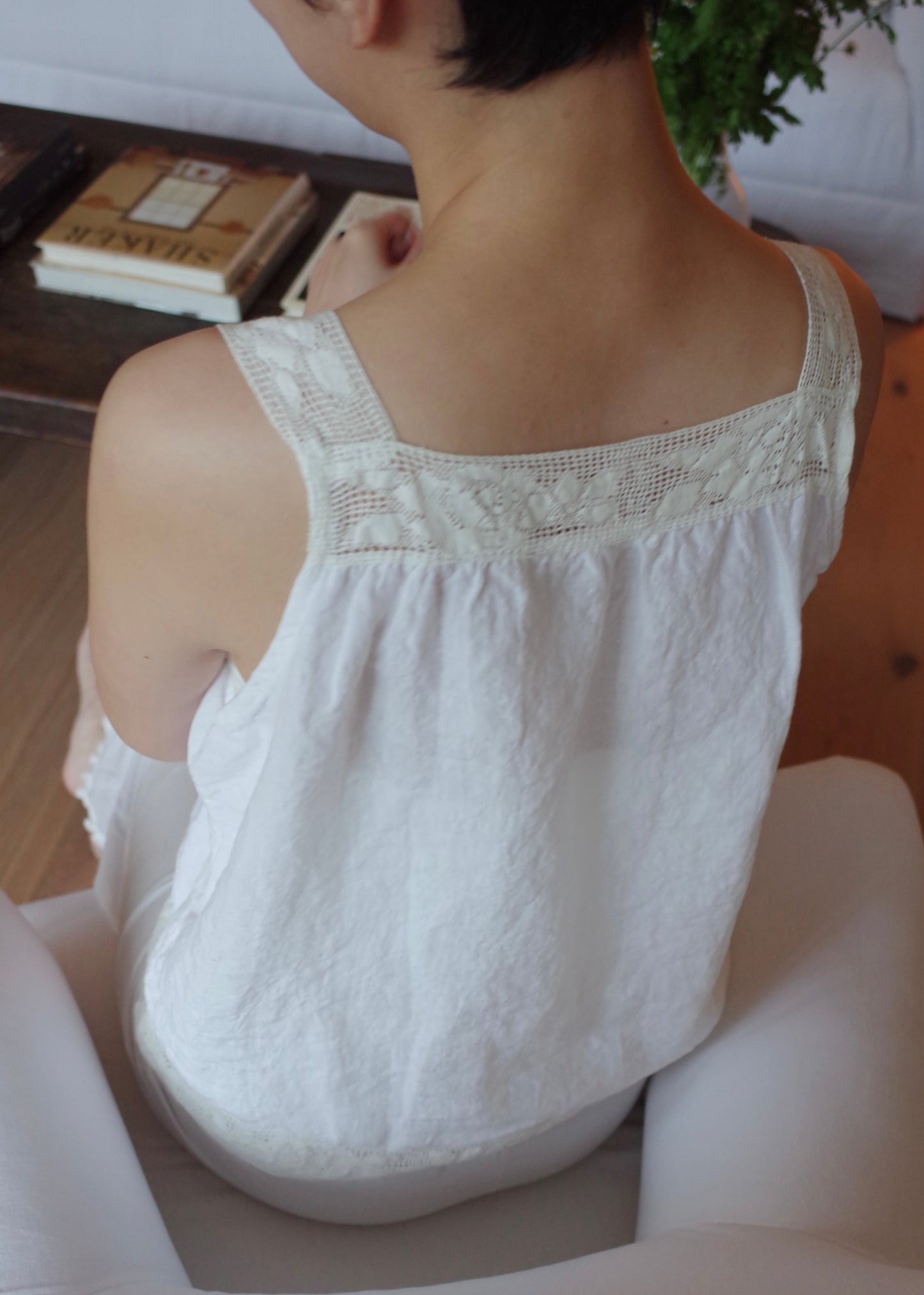 Lace Linen Camisole / White
