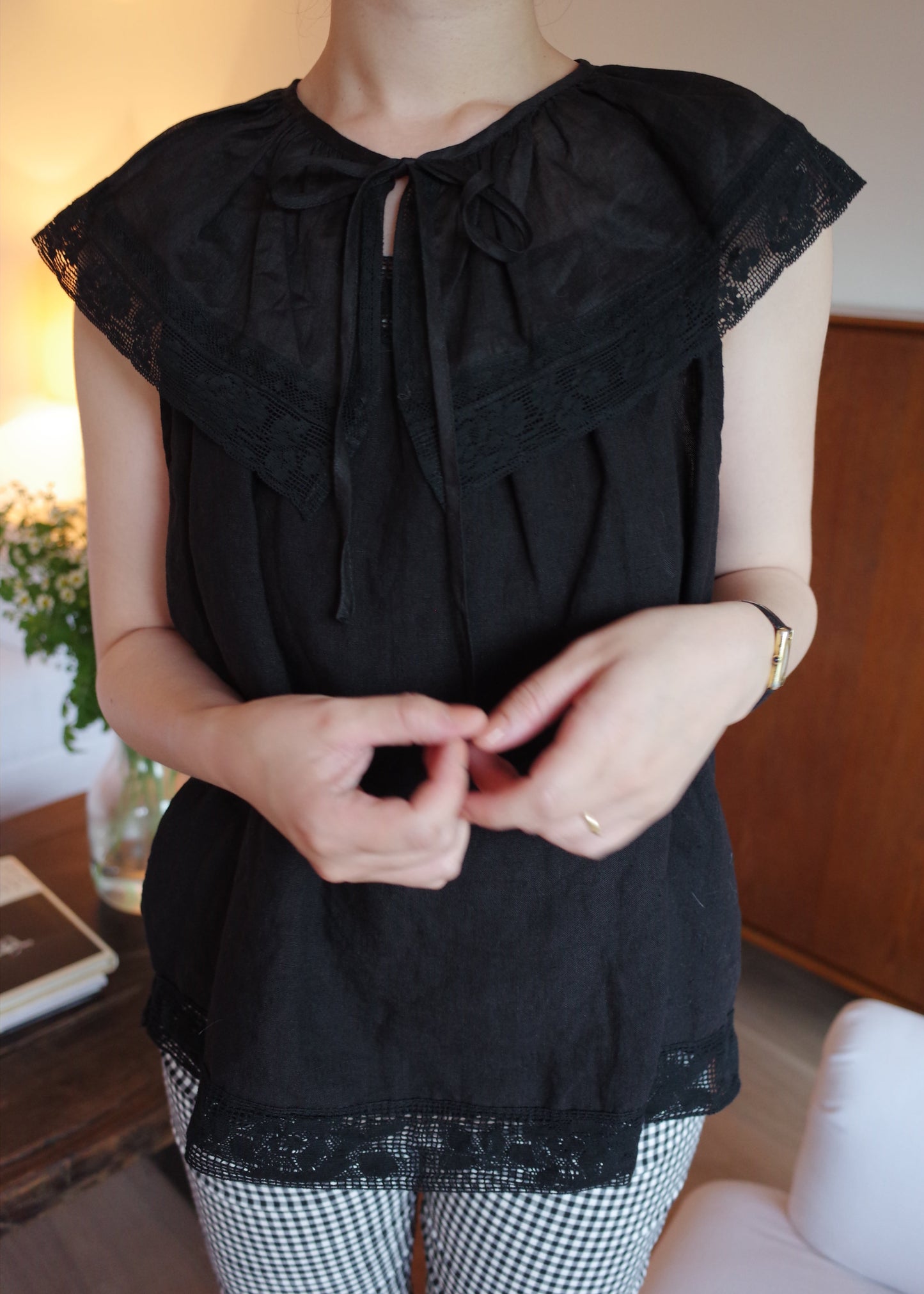 Lace Linen Collar / Black