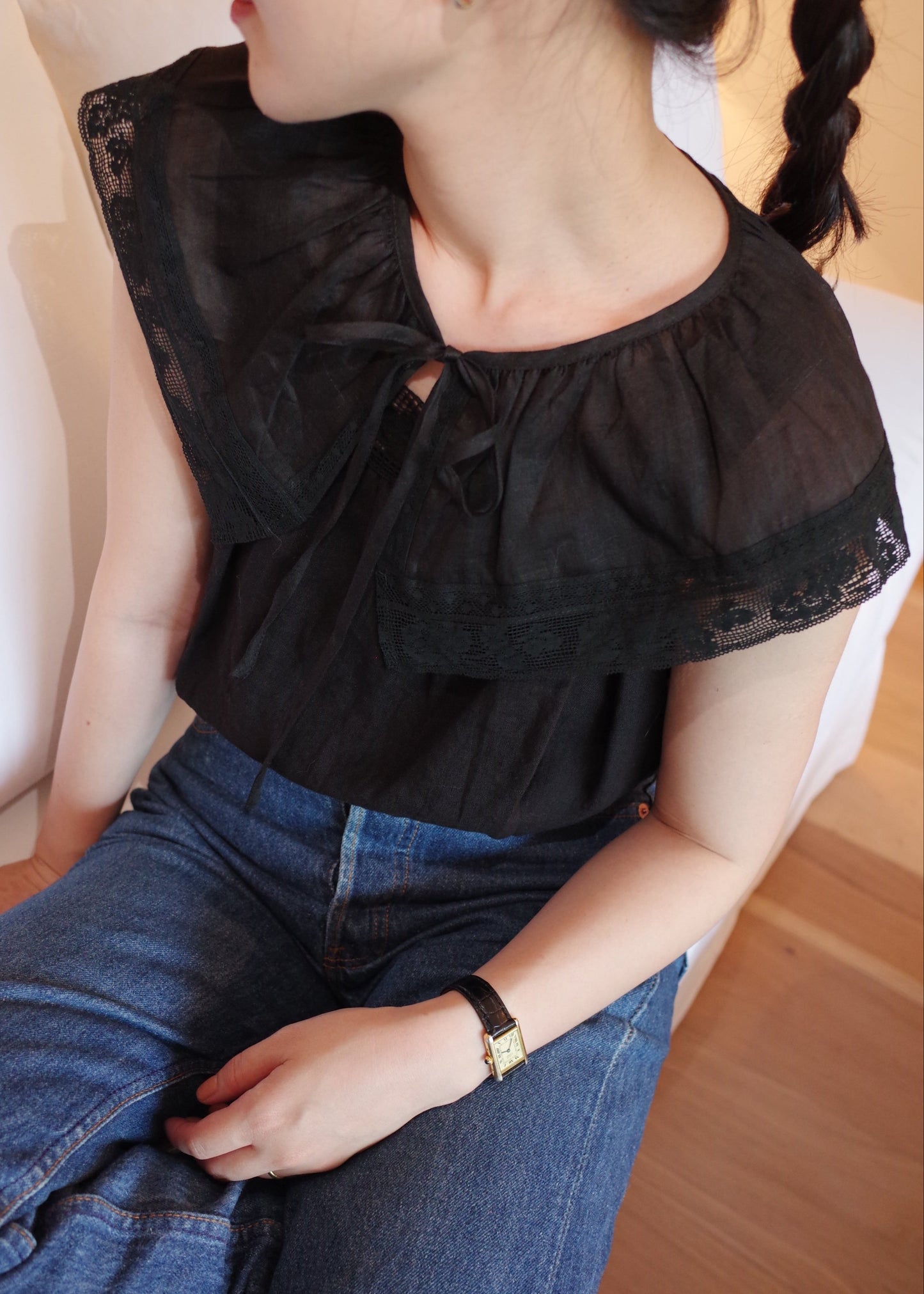 Lace Linen Collar / Black