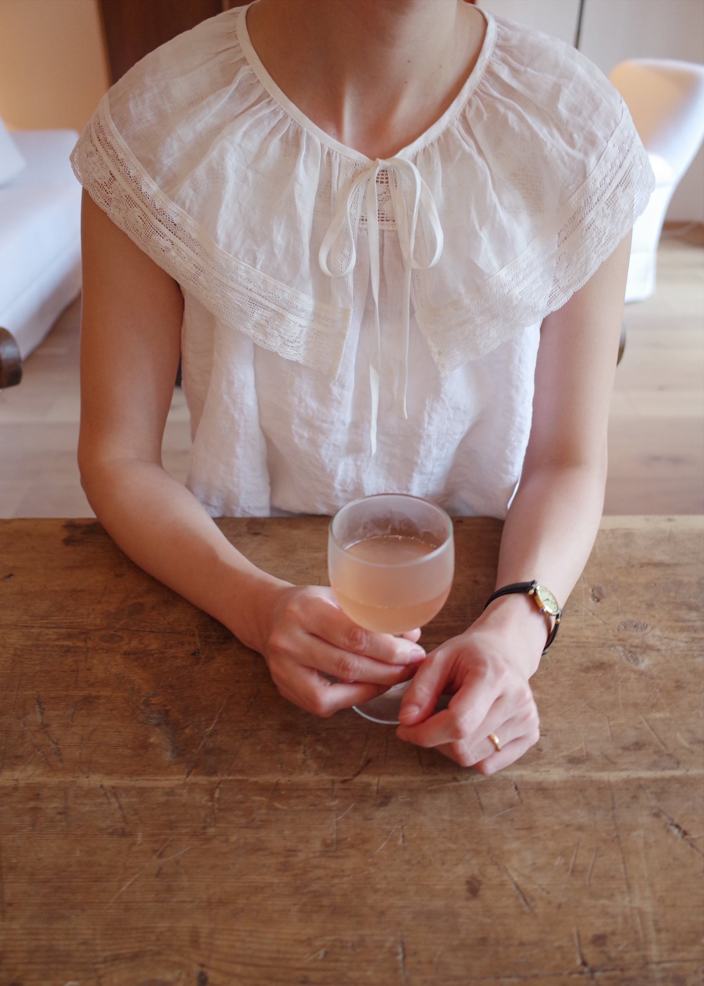 Lace Linen Collar / White