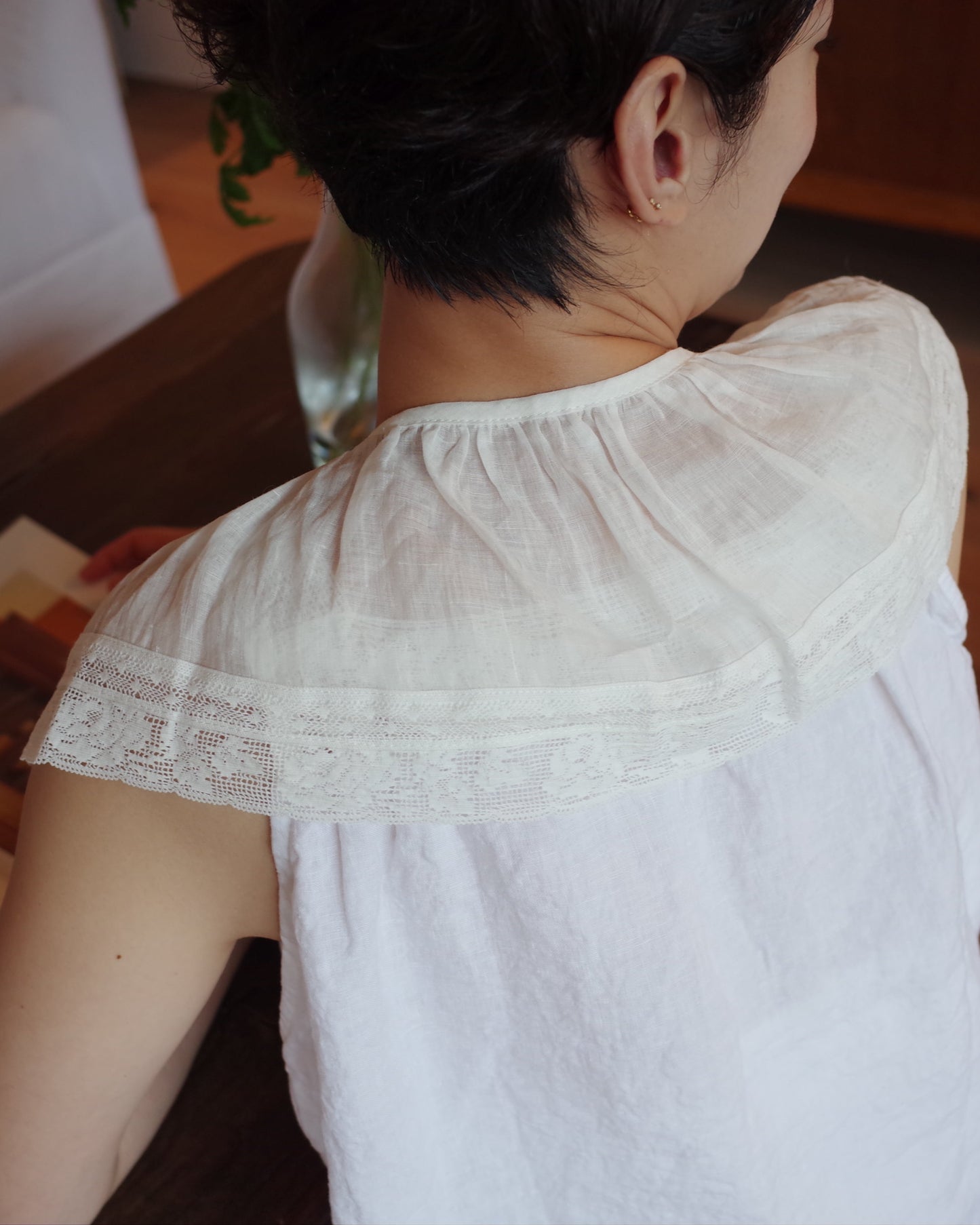Lace Linen Collar / White