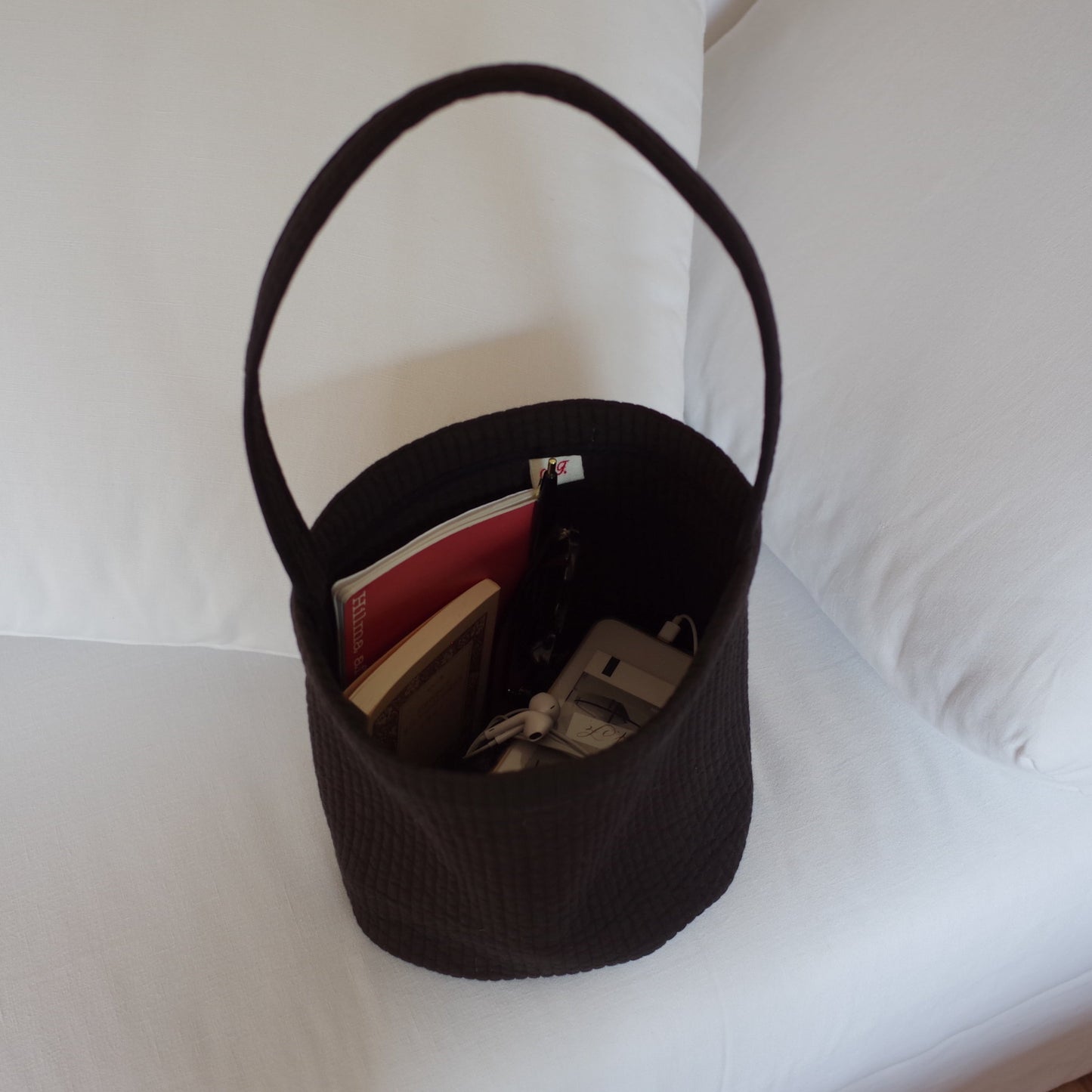 Quilt Basket Bag / Black