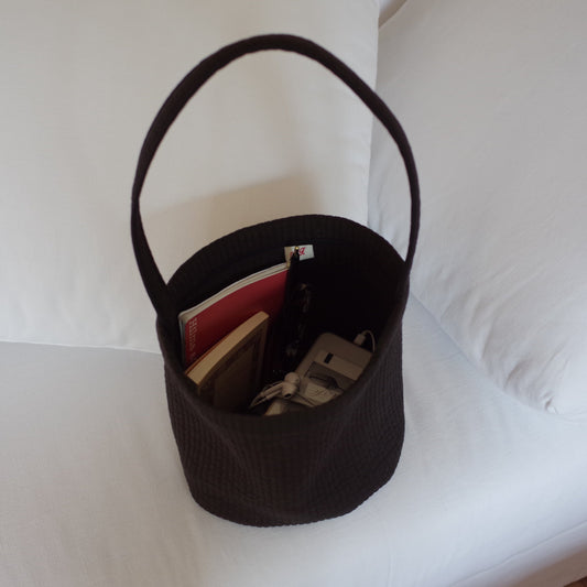 Quilt Basket Bag / Black