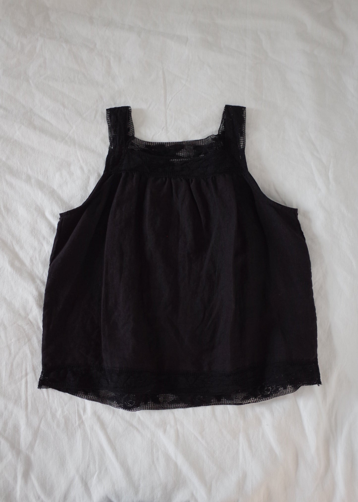 Lace Linen Camisole / Black
