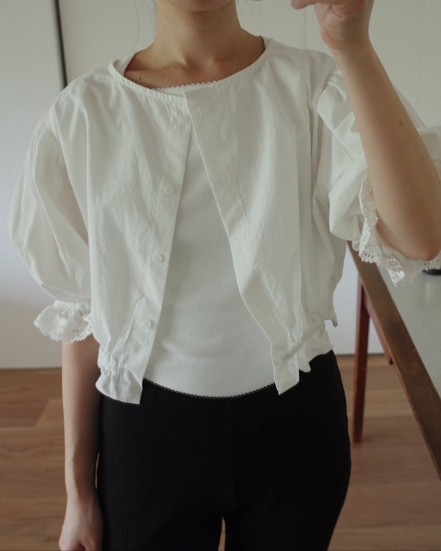 Rose Lace Blouse / White