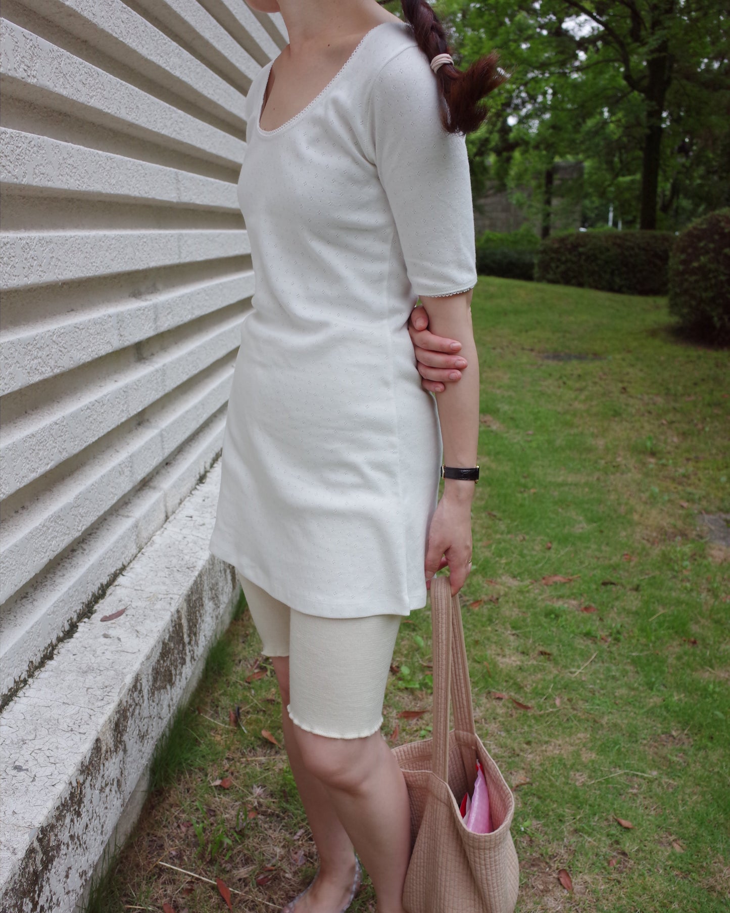 Eyelet Cotton Dress / White