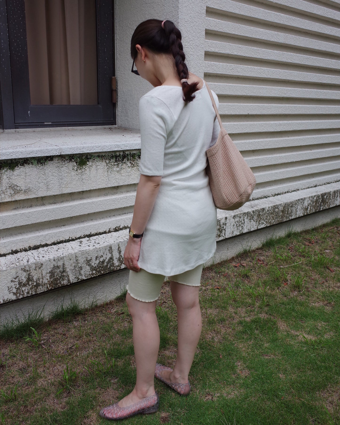 Eyelet Cotton Dress / White