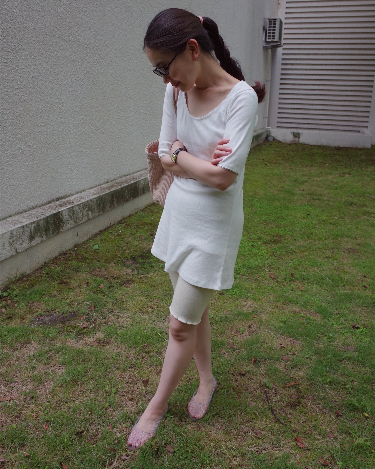 Eyelet Cotton Dress / White