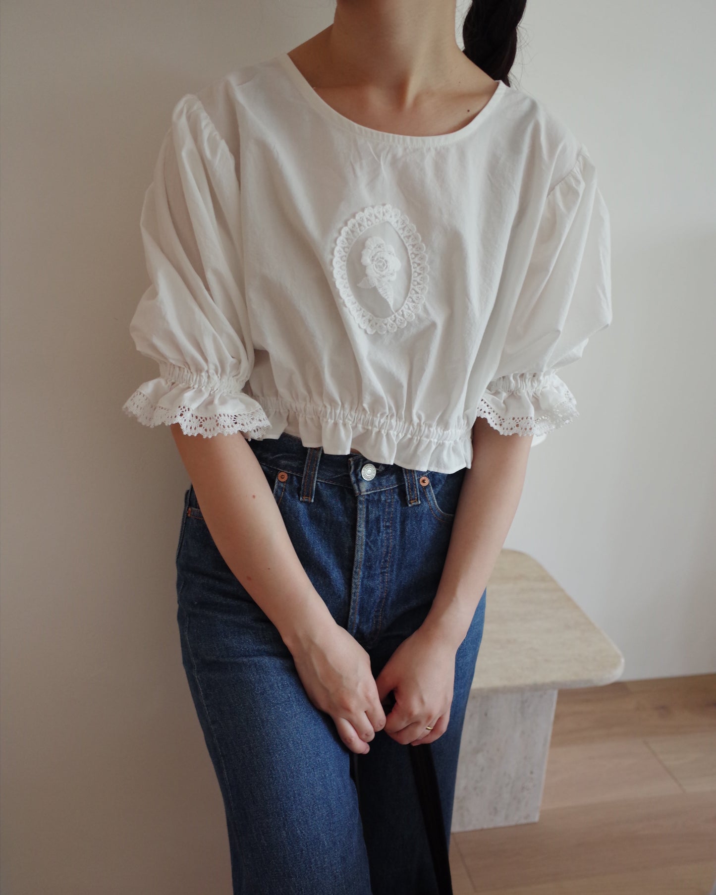 Rose Lace Blouse / White