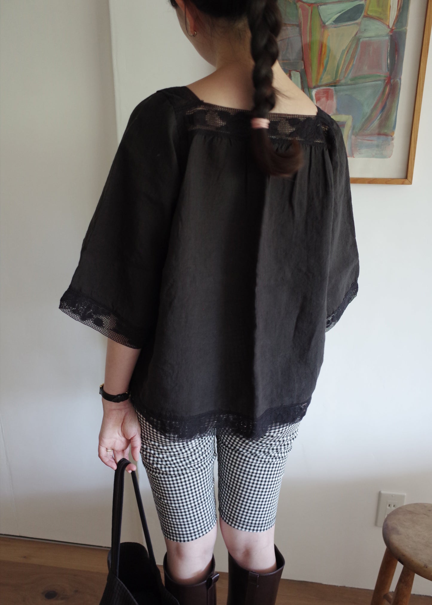 Lace Linen Tunic / Black