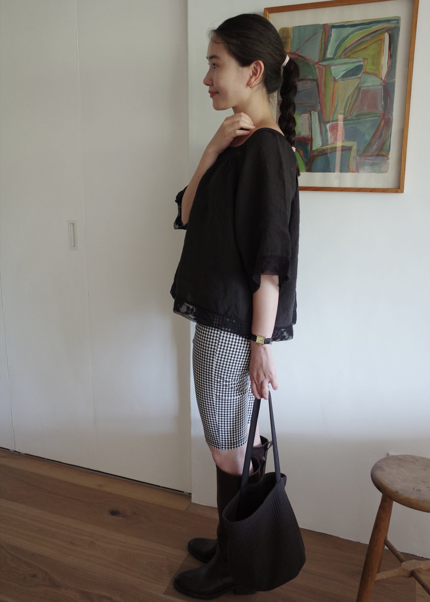 Lace Linen Tunic / Black