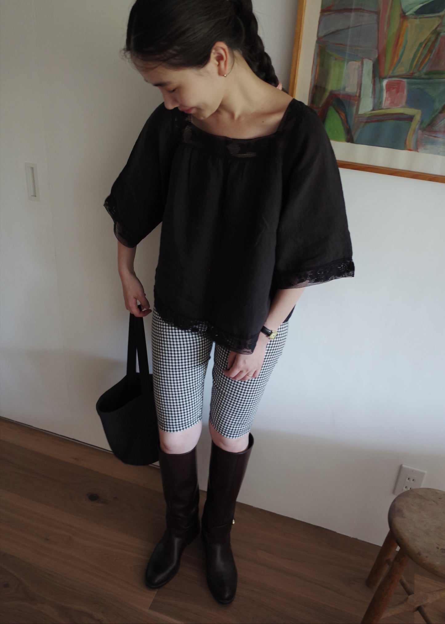 Lace Linen Tunic / Black