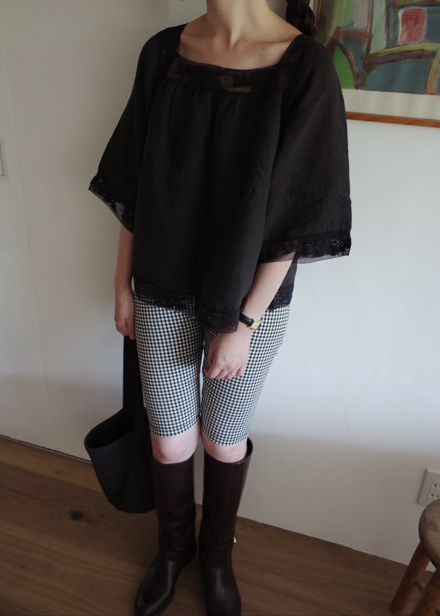 Lace Linen Tunic / Black
