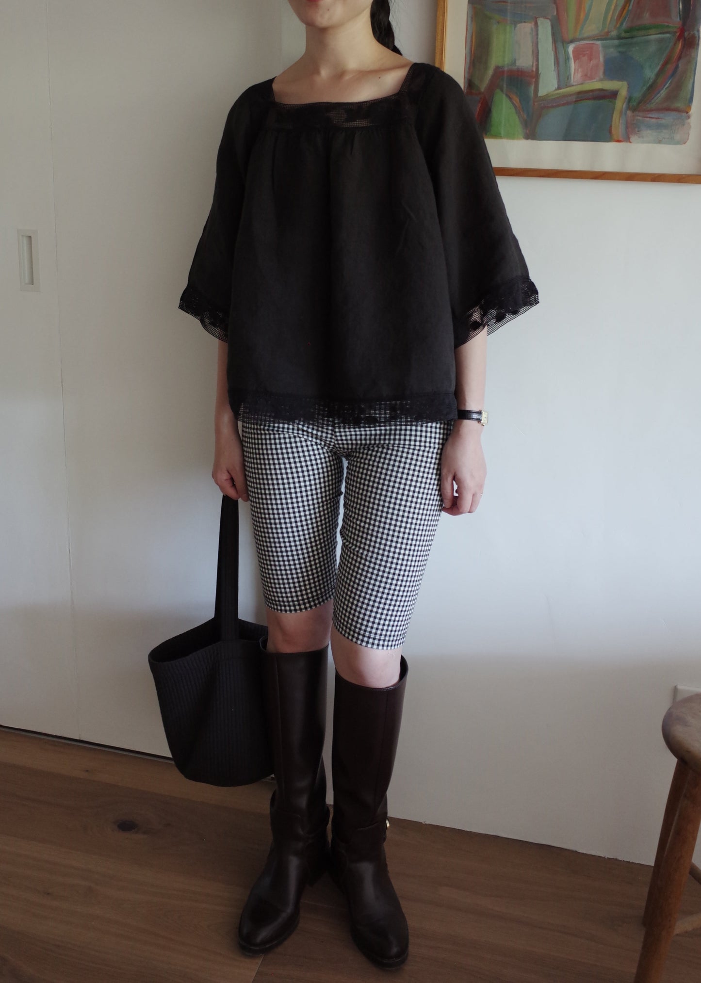 Lace Linen Tunic / Black