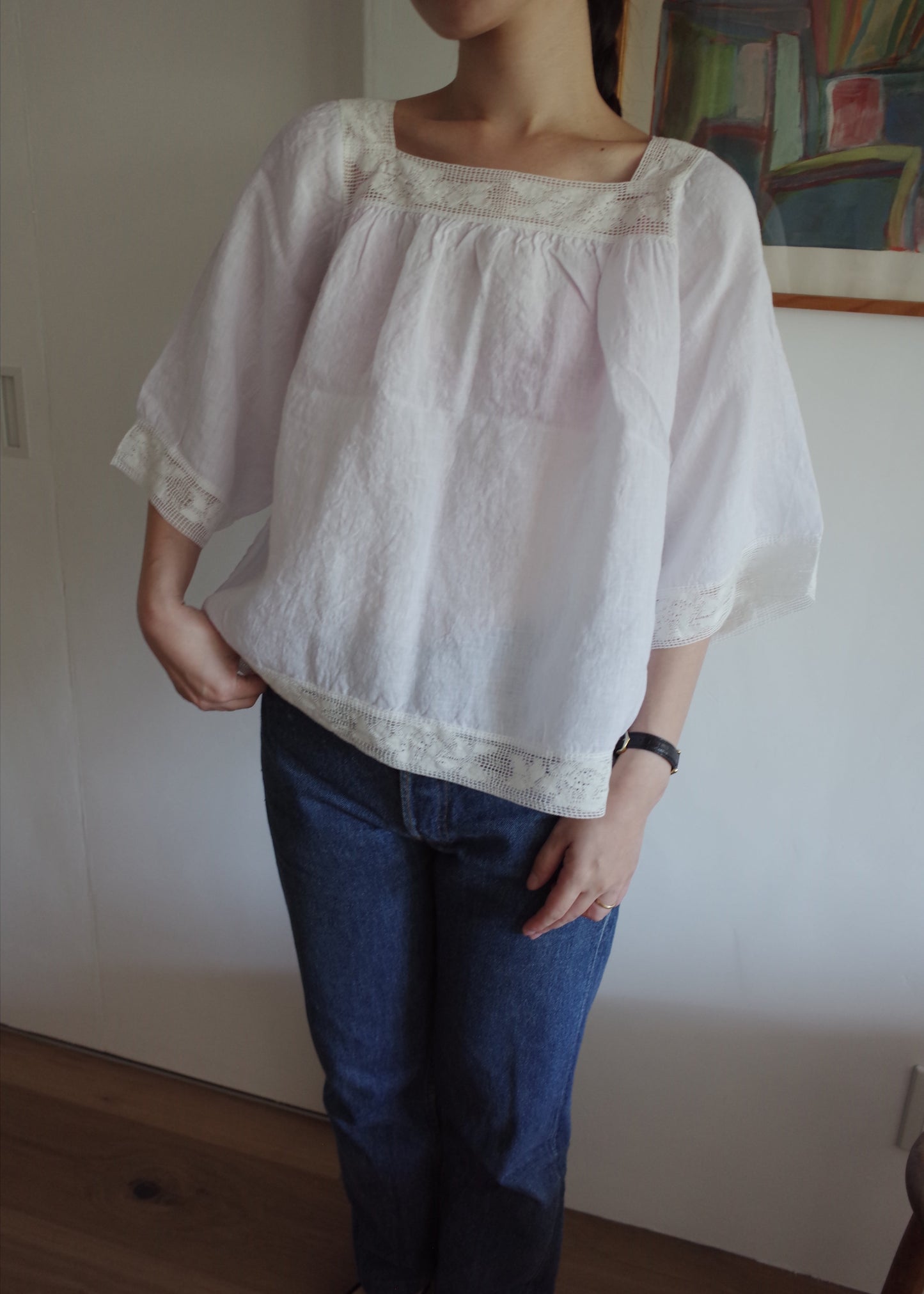Lace Linen Tunic / White