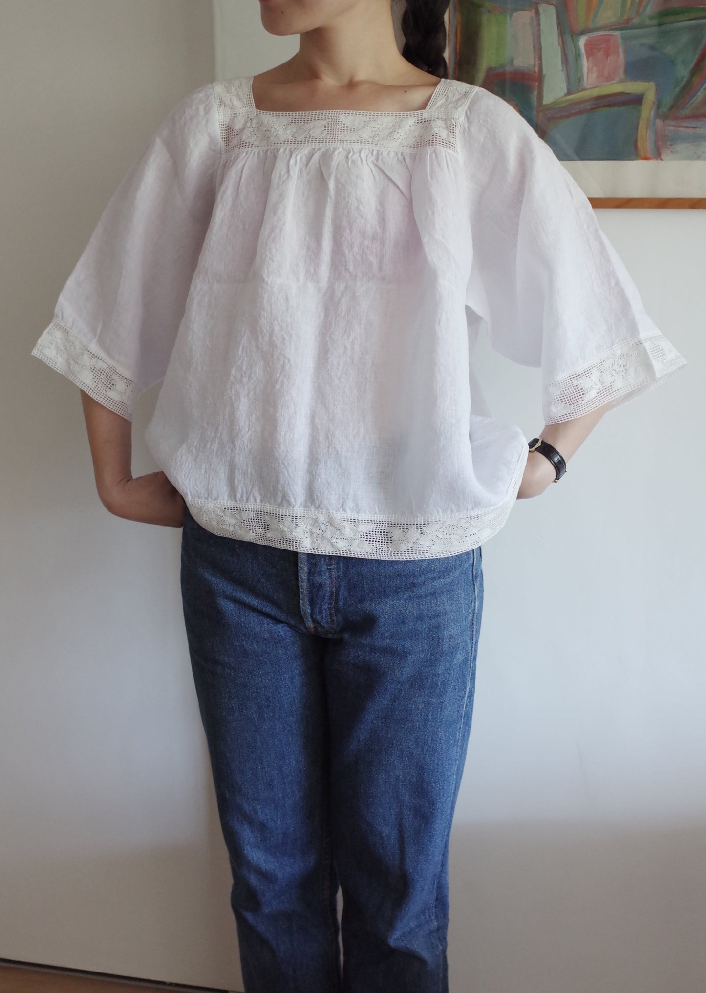 Lace Linen Tunic / White