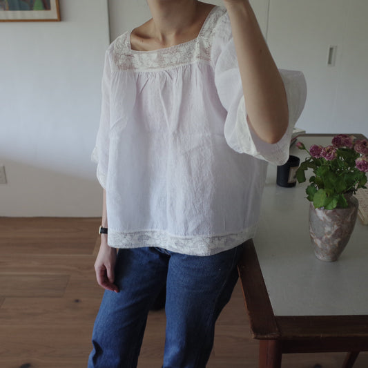 Lace Linen Tunic / White